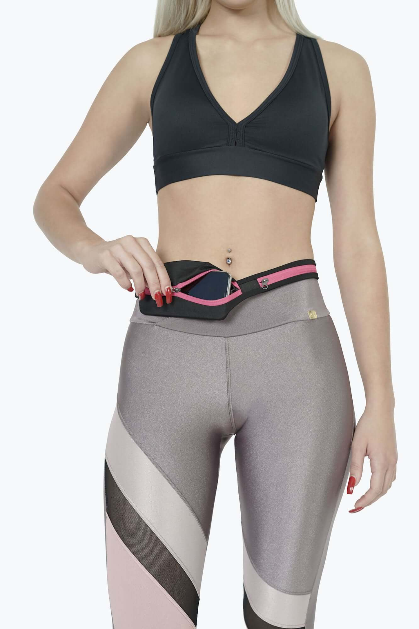 Stride Dual Pocket Running Belt in Rose Red