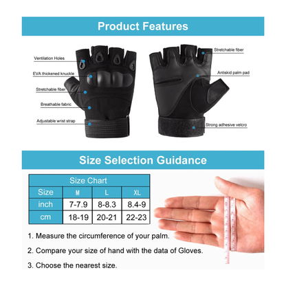 JupiterGear Tactical Military Fingerless Airsoft Gloves