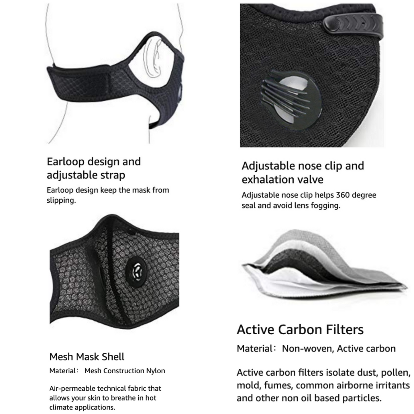 Performance Sports Face Mask with Carbon Filter