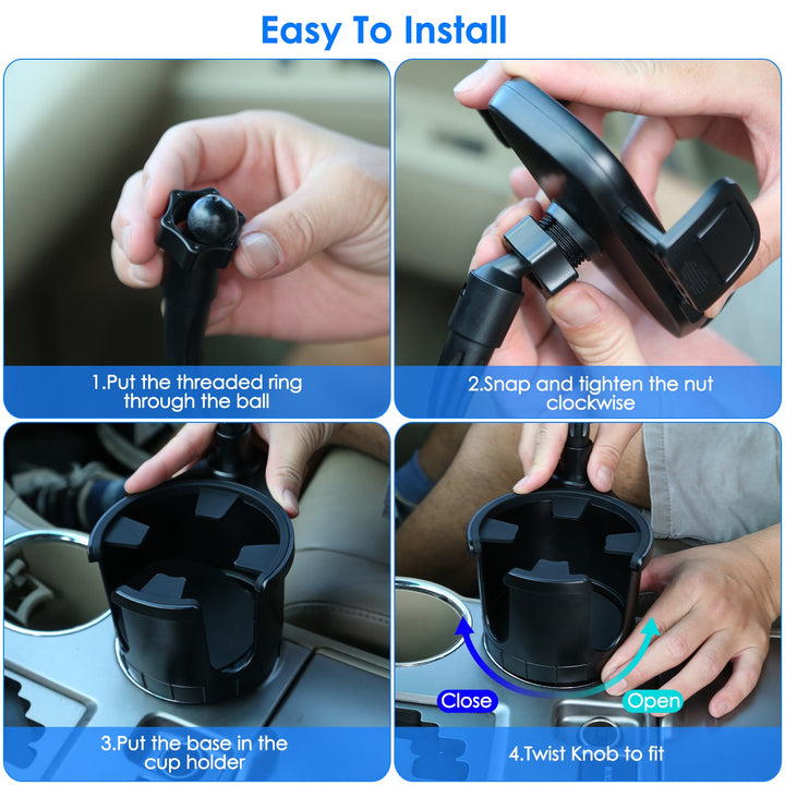 Cup holder phone mount base detail, universal fit