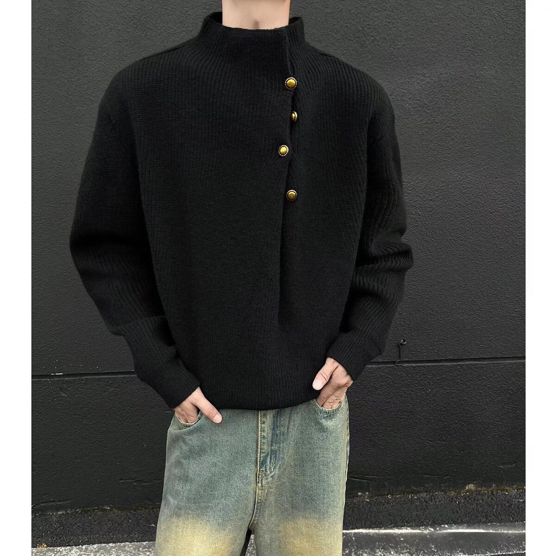 Men's Casual Turtleneck Long Sleeve Knitwear Top