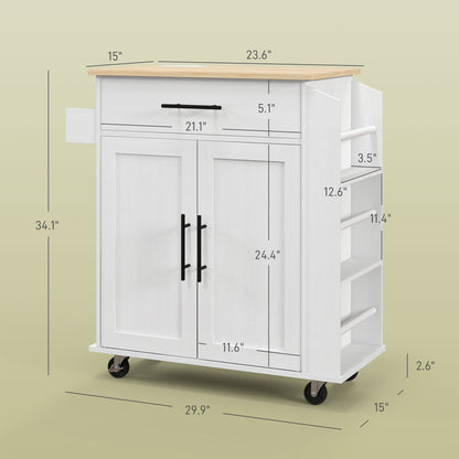 Kitchen island on wheels drawer open