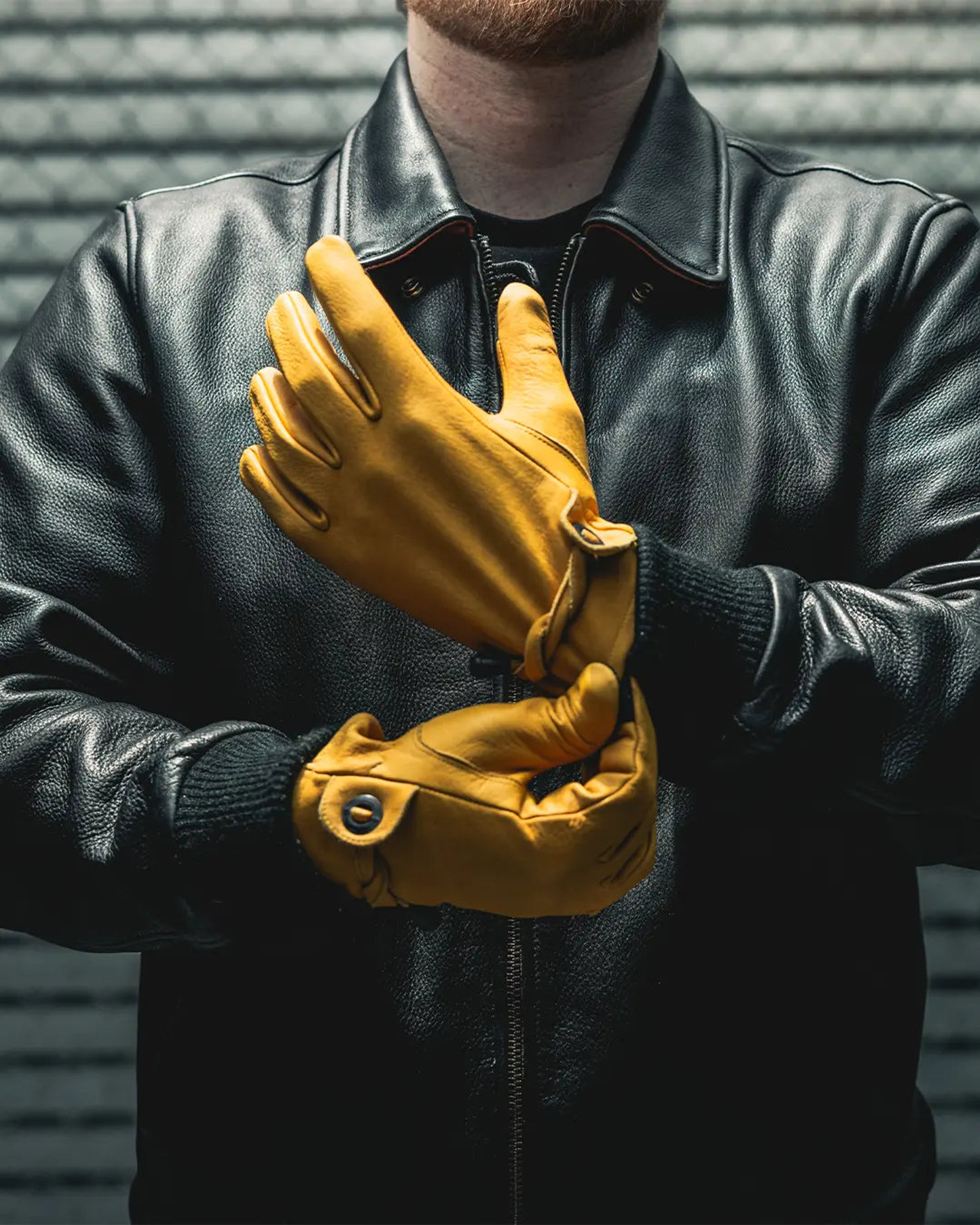 Ranch Men's Motorcycle Leather Gloves - Yellow