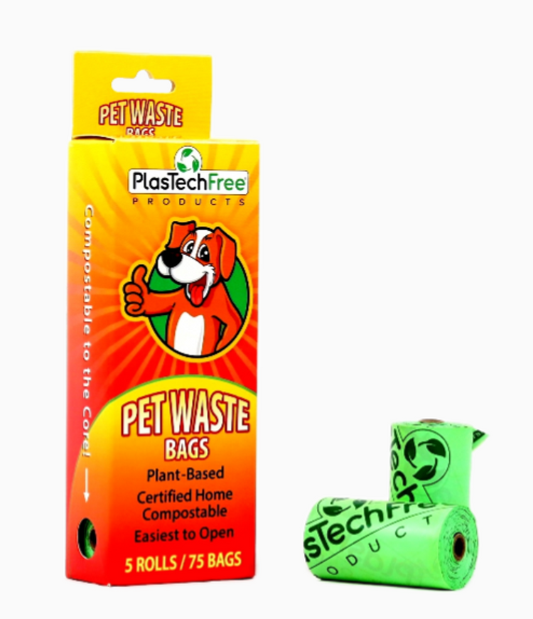 Compostable Pet Waste Bags 5 Rolls 75 Bags