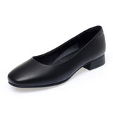 Square Toe Low Heel Slip On Flats