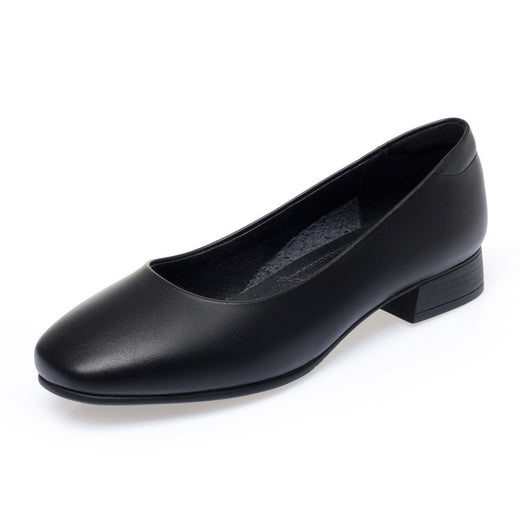 Square Toe Low Heel Slip On Flats