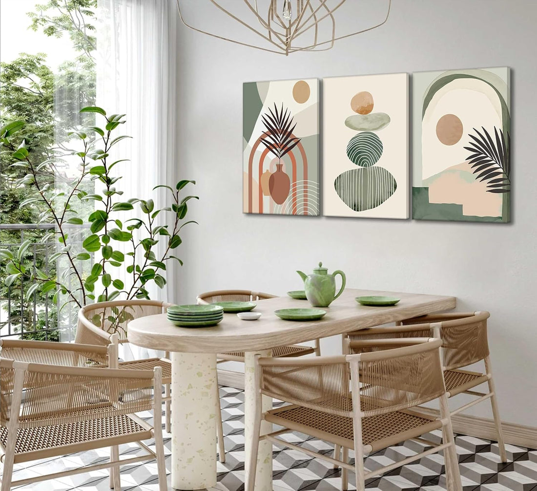 Boho canvas set framed edge detail