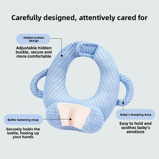 Portable anti-spitting-up baby bottle-feeding pillow for infants