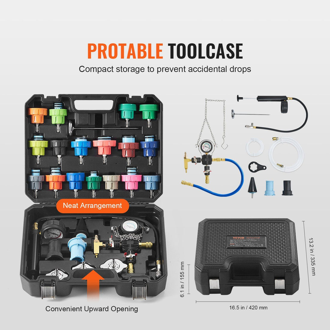 28-Piece Radiator Pressure Tester Kit feature detail