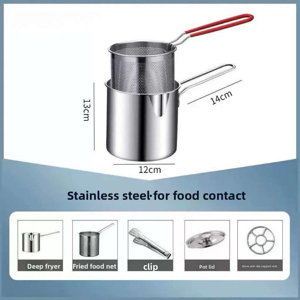 Household Stainless Steel Mini Frying Pan, Uncoated Oil-Saving Multi-Functional Pot for All Stoves