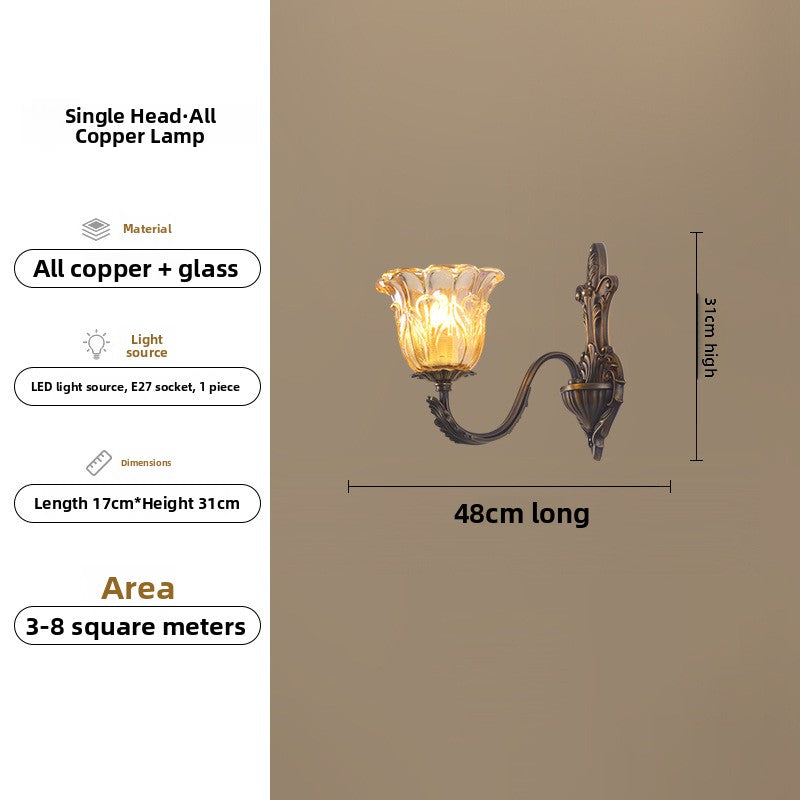 All-Copper American Retro Multi-Head Chandelier Glass Shade Pendant Light for Living Room Dining Room