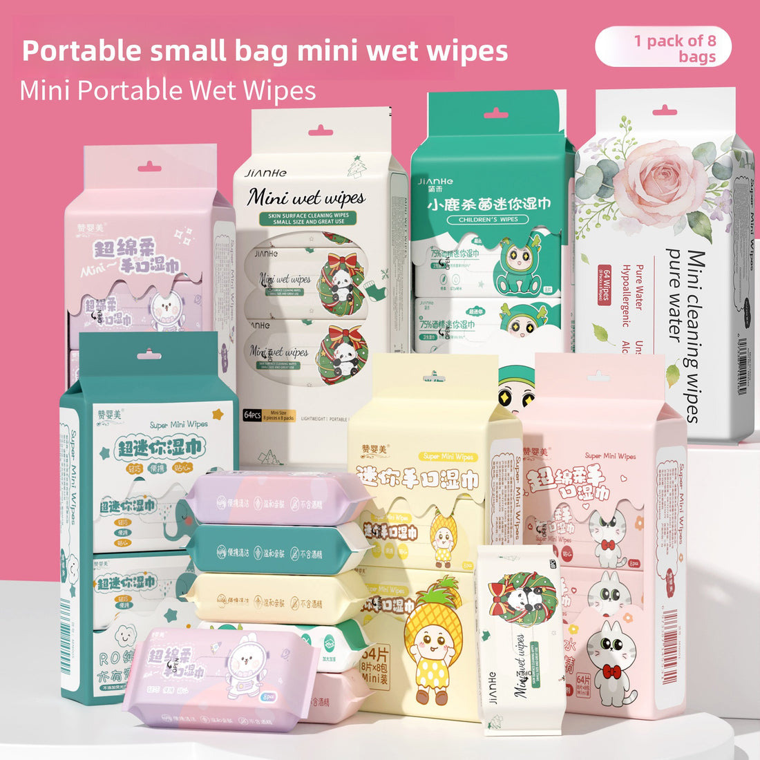 Mini Wet Wipes for Hand and Face Cleaning product image 1