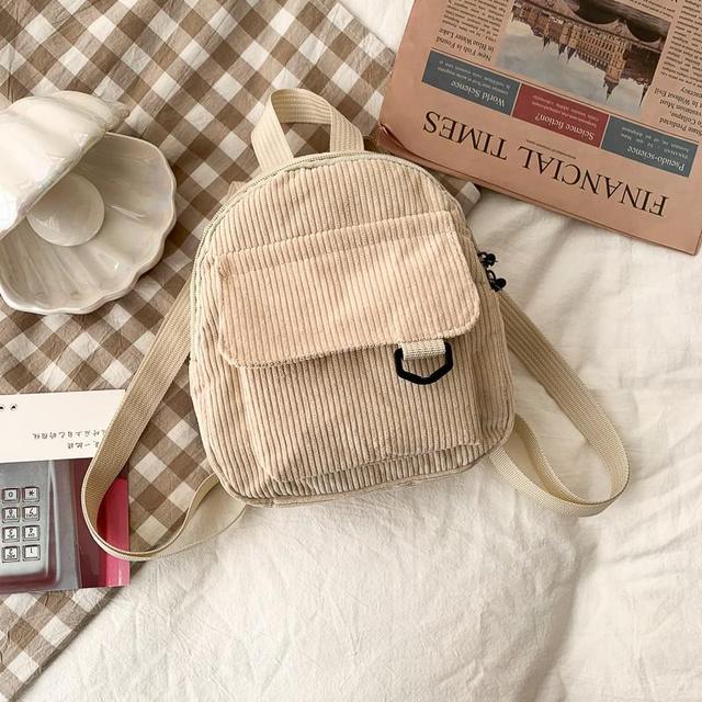 Women's corduroy mini backpack, full front view