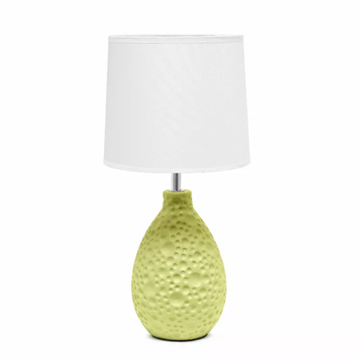 Simple Designs Textured Stucco Ceramic Oval Table Lamp