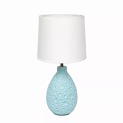 Simple Designs Textured Stucco Ceramic Oval Table Lamp