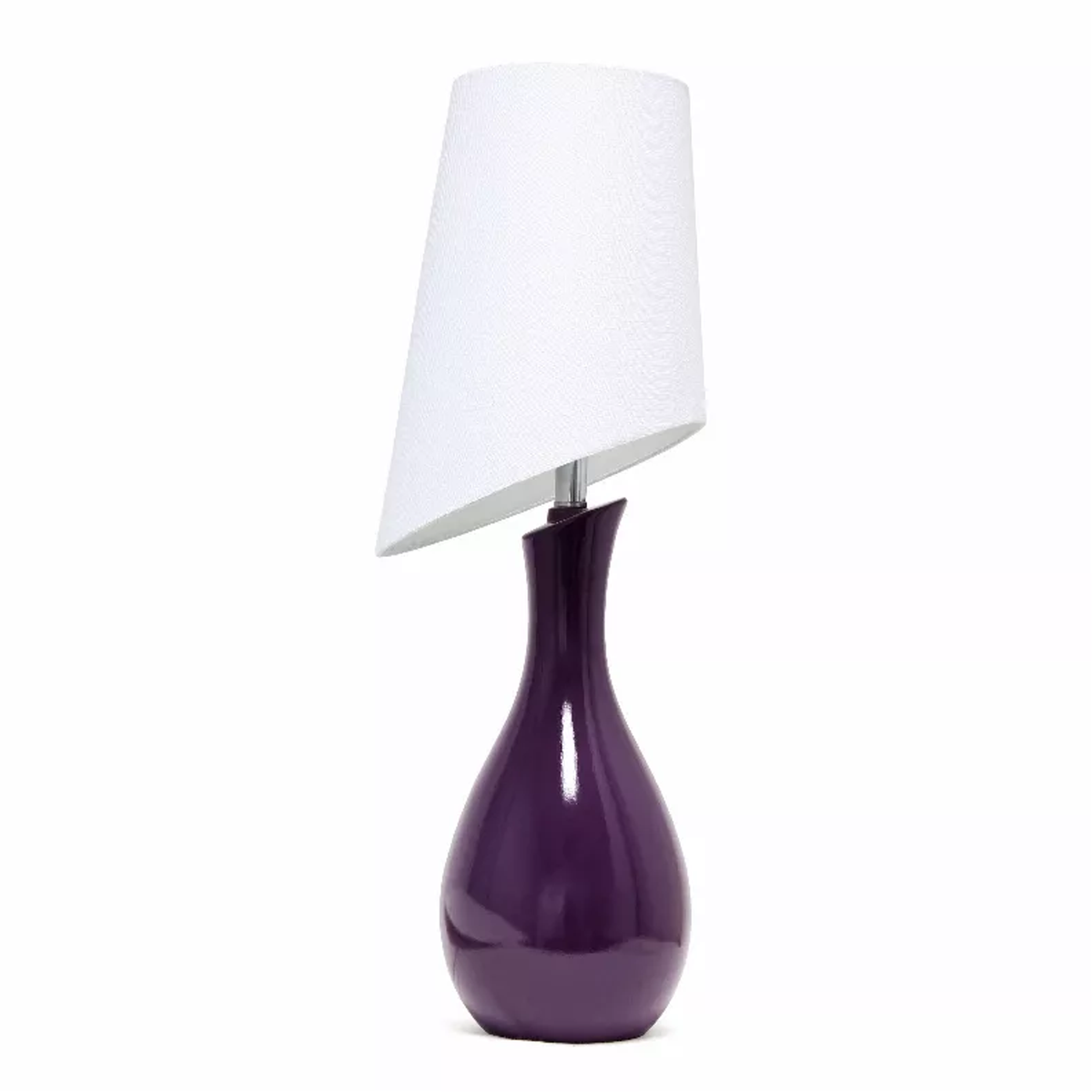 Elegant Designs Curved Purple Ceramic Table Lamp with Asymmetrical Whi