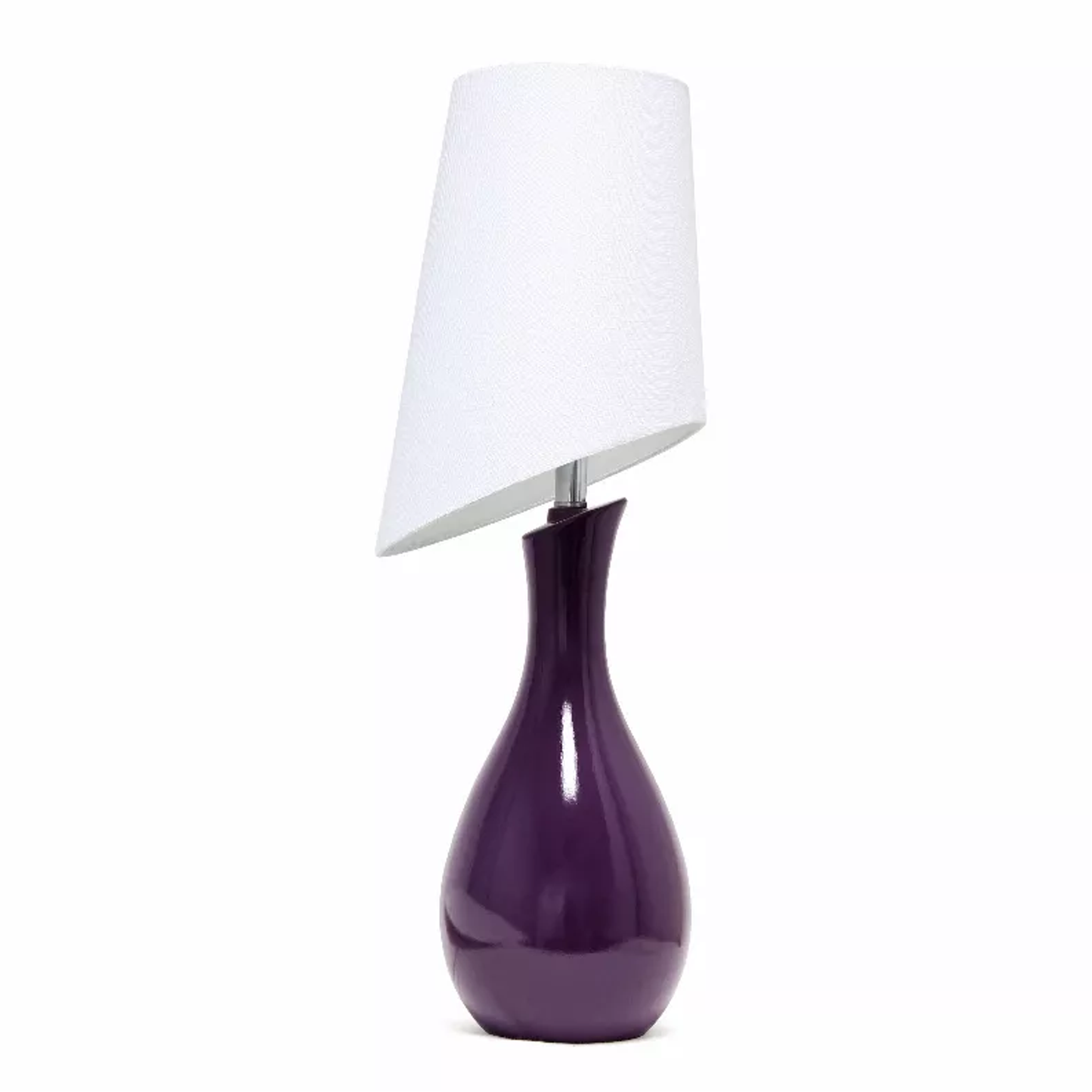 Elegant Designs Curved Purple Ceramic Table Lamp with Asymmetrical Whi