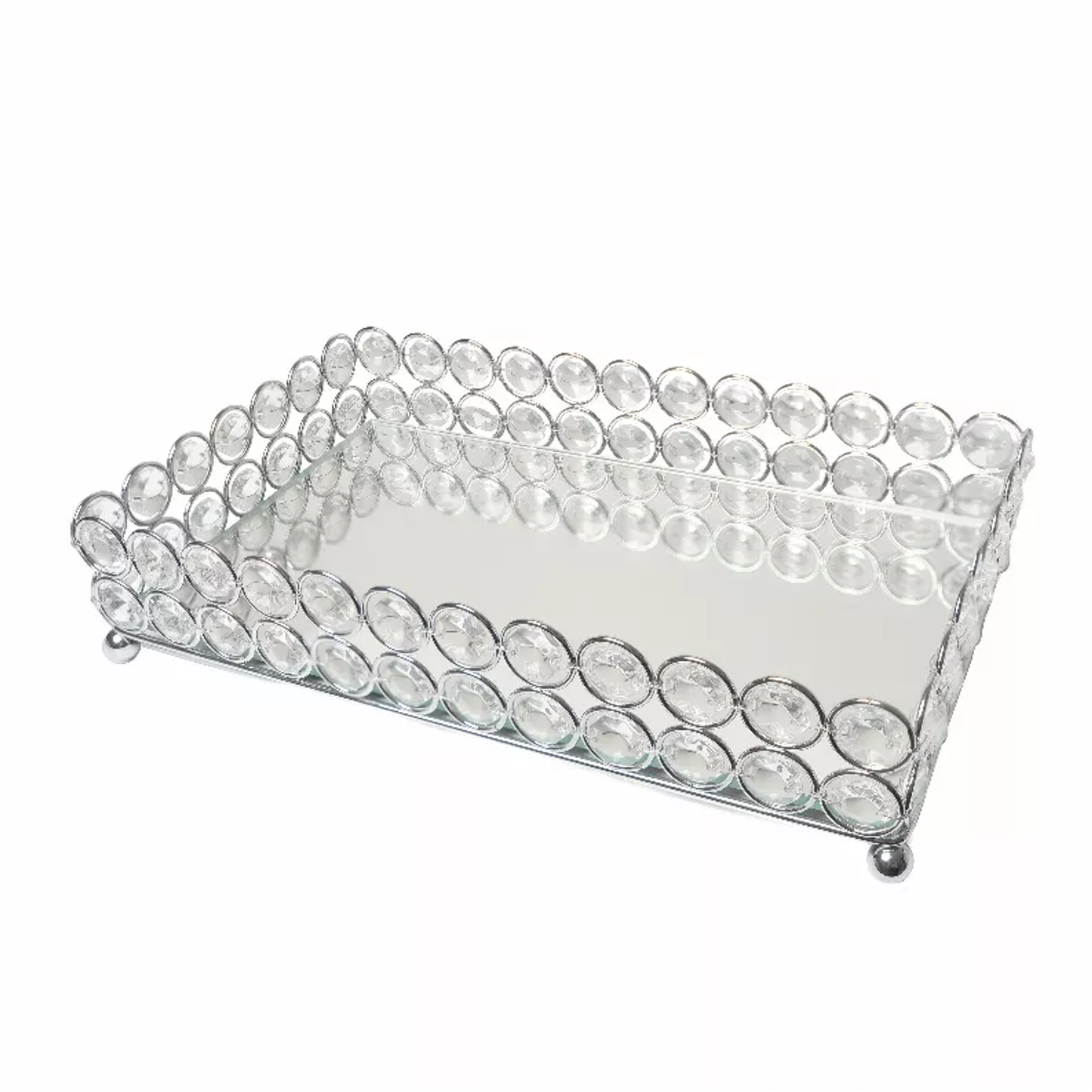 Elegant Designs Elipse Crystal Mirrored Vanity Organizer Tray