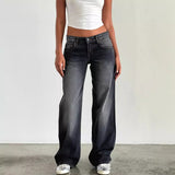 Womens High Waist Straight Leg Denim Jeans
