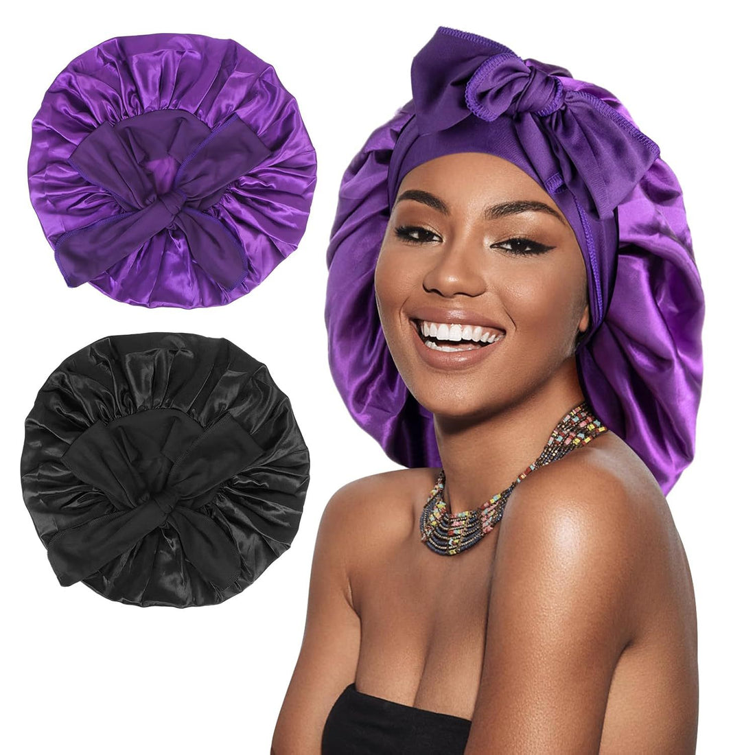 Womens Satin Sleep Cap Hair Protection Bonnet