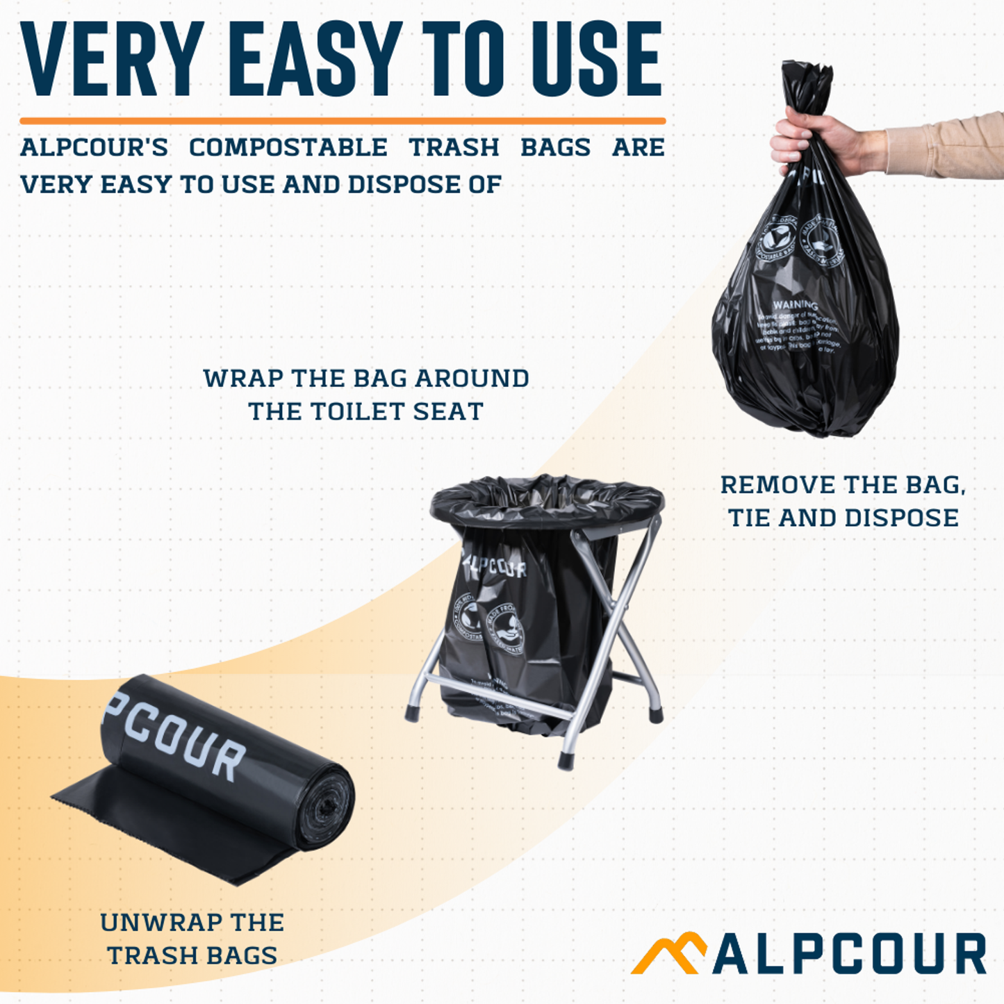Alpcour Compostable Waste Bags for Portable Toilet