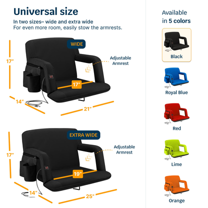 Alpcour Reclining Heated Stadium Seat with Armrests