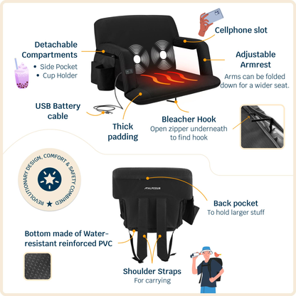 Alpcour Reclining Heated and Massage Stadium Seat