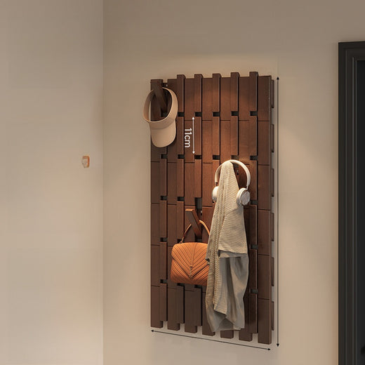 Solid Wood Wall Mounted Coat Rack with Hat Hooks