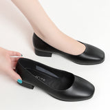 Square Toe Low Heel Slip On Flats