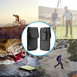 Vertical phone holster front view with belt clip