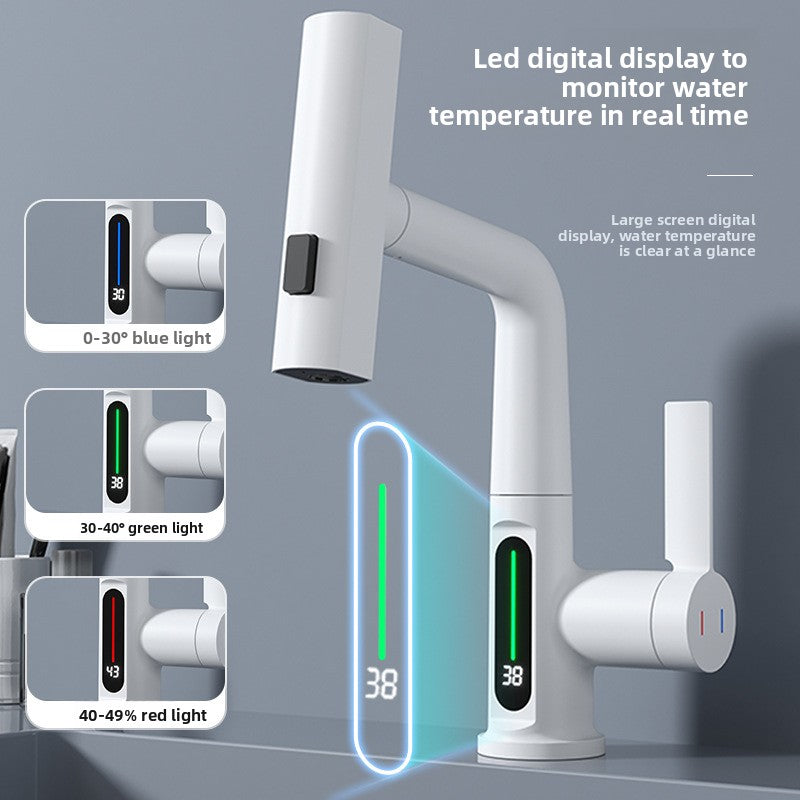 Adjustable Height Pull Out Basin Faucet