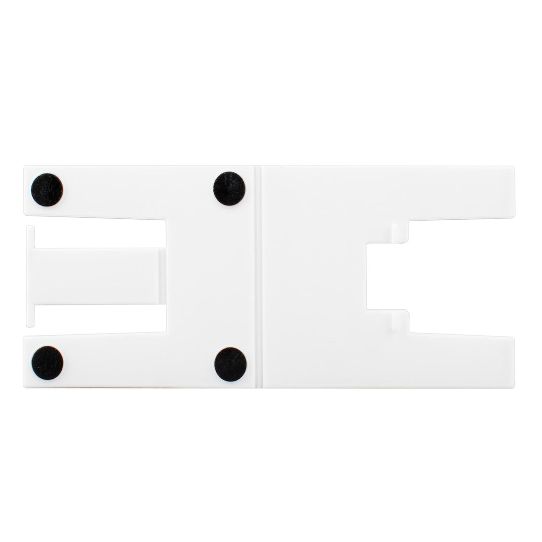 White folding tablet stand laid flat