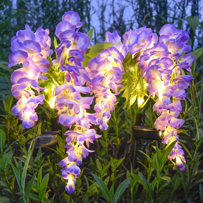 Solar Powered Wisteria Flower Garden Lamp