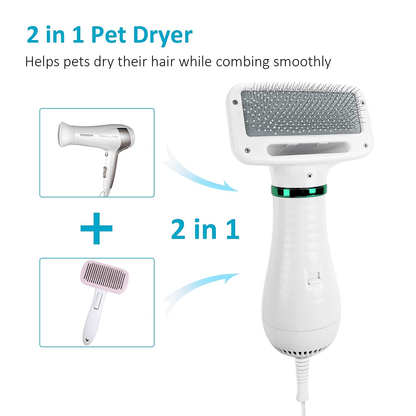 Pet dryer brush in use on dog coat