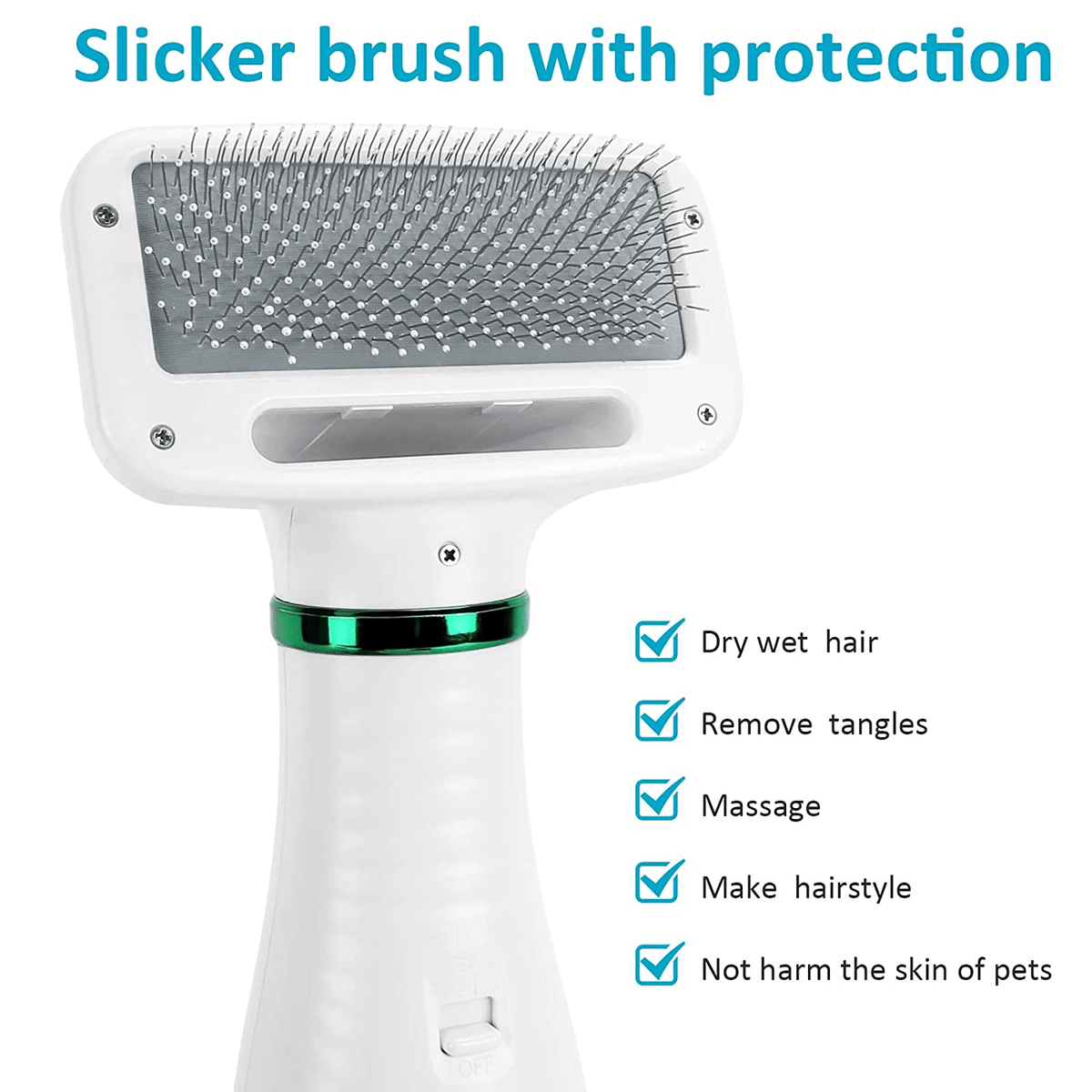 Pet dryer brush in use on cat coat