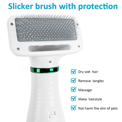 Pet dryer brush in use on cat coat