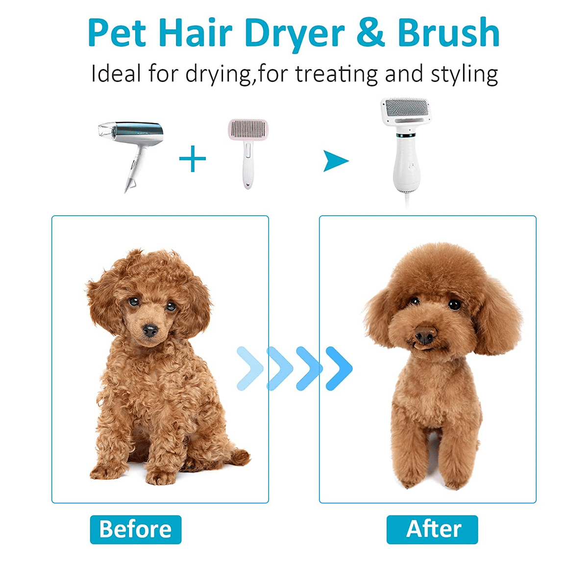 Pet dryer brush handle ergonomics