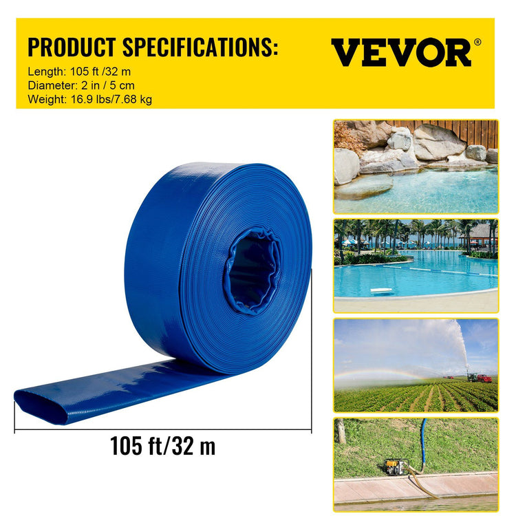 2" x 105' Lay Flat Discharge Hose packaging view