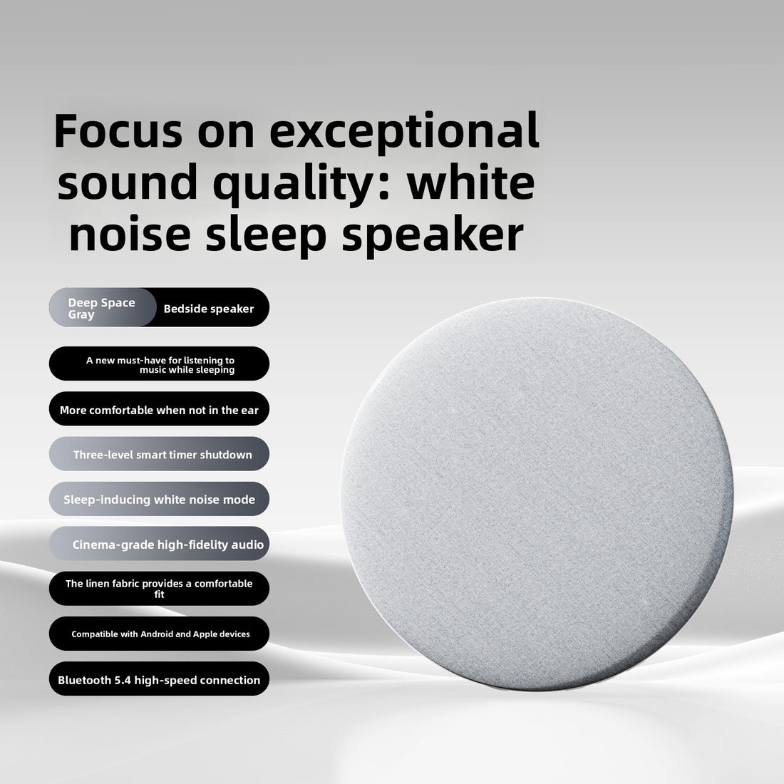 Bluetooth Pillow Speaker with HIFI Sound and Sleep White Noise