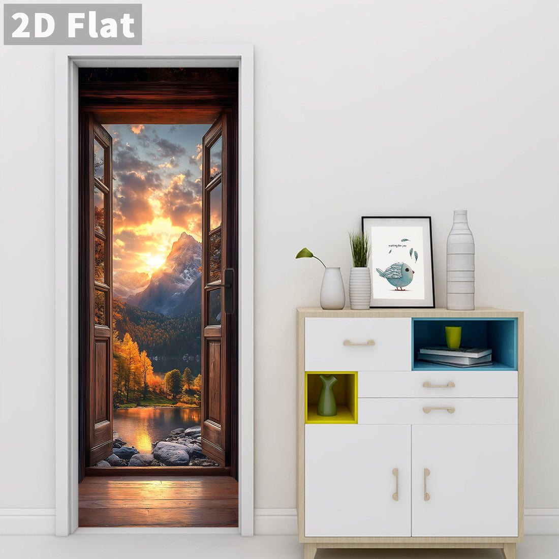 Creative Wooden Door Refurbished Door Stickers Wall Stickers