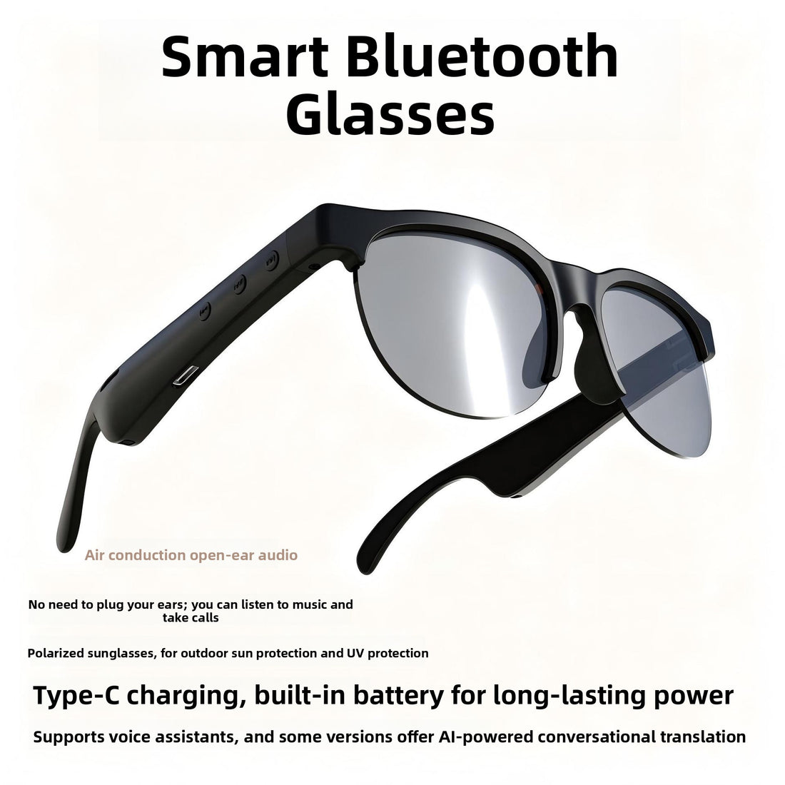 AI-powered Bluetooth smart glasses