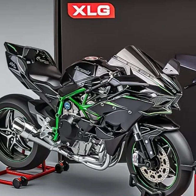 Kawasaki H2R Alloy Motorcycle Model with Dynamic Effects