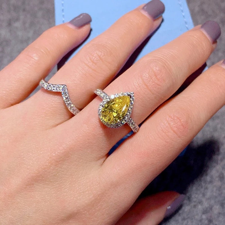 Diamond and Yellow Diamond Zircon Ring - Image 8