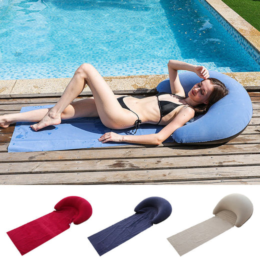 Foldable Inflatable Beach Mat with Pillow and Backrest
