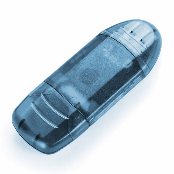Card reader in blue color packed with cable