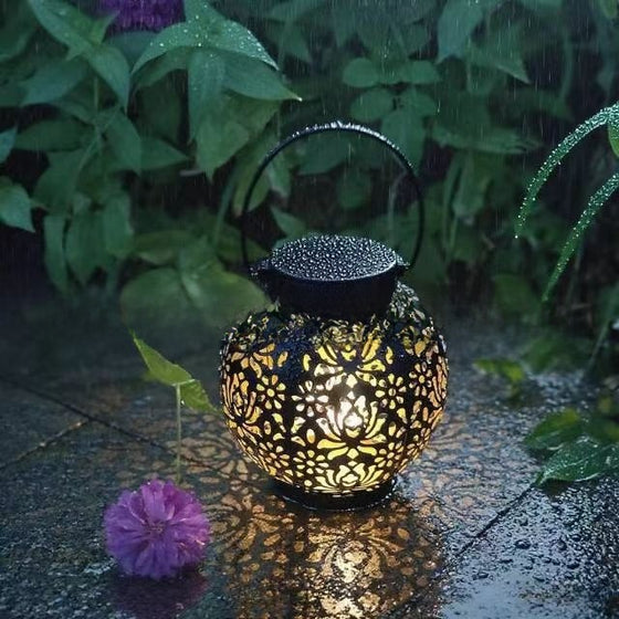 European Solar Iron Round Lantern Outdoor Decoration Garden & Outdoor product image 3