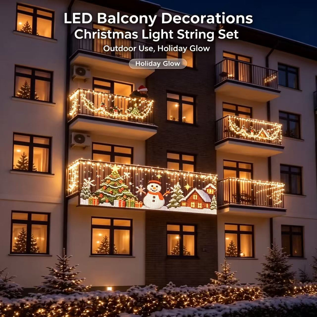 Christmas Balcony Curtain Lights – Smart App LED String Lights