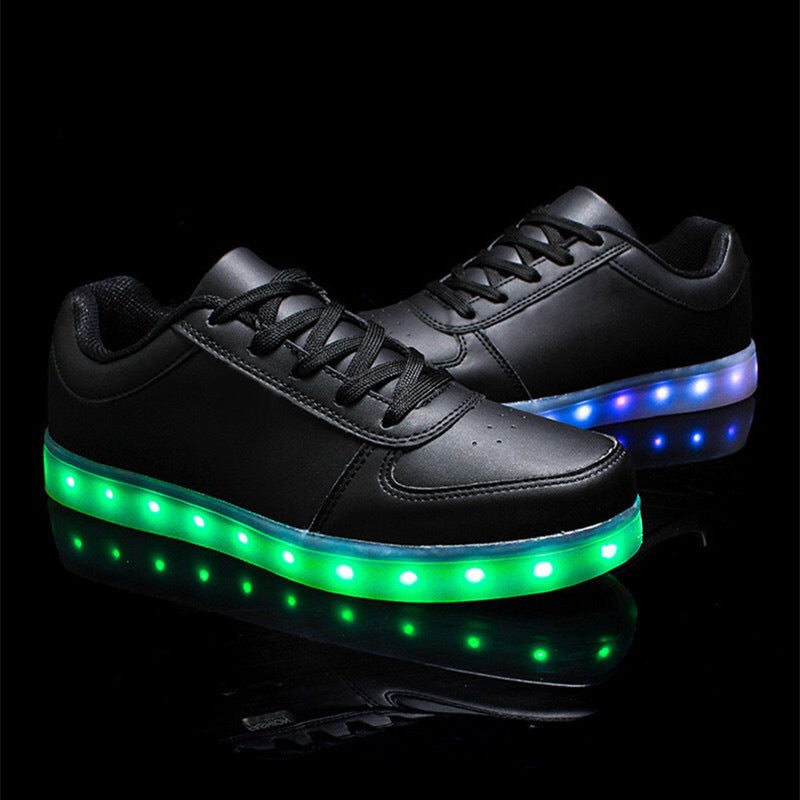USB Rechargeable LED Light Sneakers Breathable Flat Heel Shoes