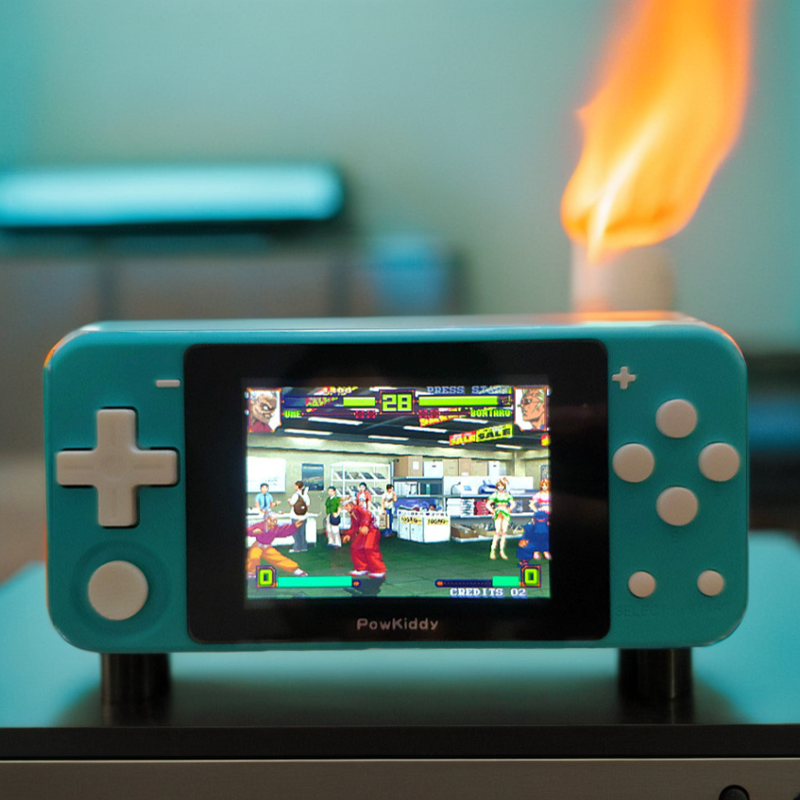 Portable game console in landscape mode