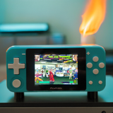 Portable game console in landscape mode